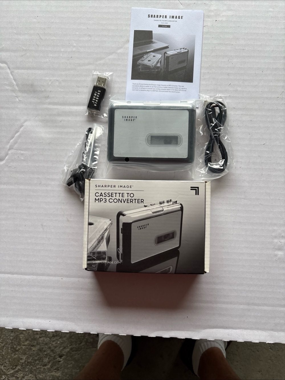 Sharper Image Silver and Black Cassette to MP3 Converter